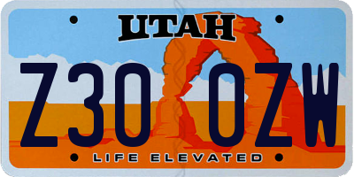 UT license plate Z300ZW