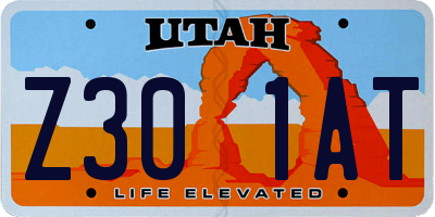 UT license plate Z301AT