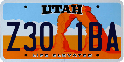 UT license plate Z301BA