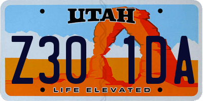 UT license plate Z301DA