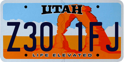 UT license plate Z301FJ