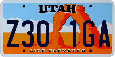 UT license plate Z301GA