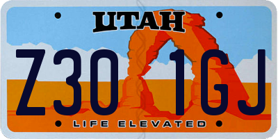 UT license plate Z301GJ