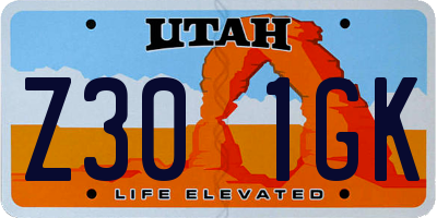 UT license plate Z301GK