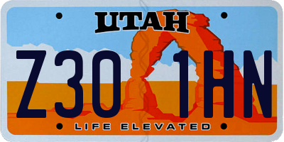 UT license plate Z301HN