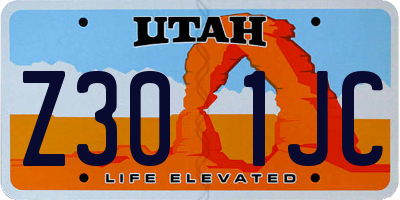 UT license plate Z301JC