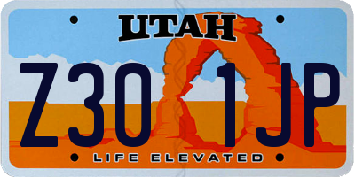 UT license plate Z301JP
