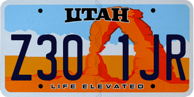 UT license plate Z301JR