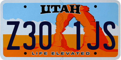 UT license plate Z301JS