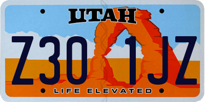 UT license plate Z301JZ