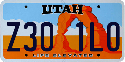 UT license plate Z301LO