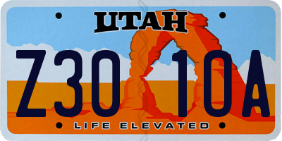 UT license plate Z301OA