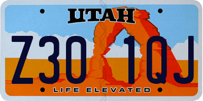 UT license plate Z301QJ