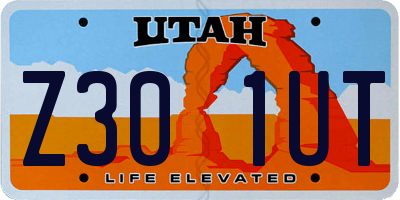 UT license plate Z301UT