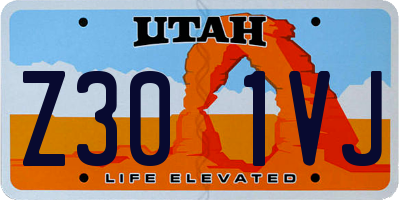 UT license plate Z301VJ