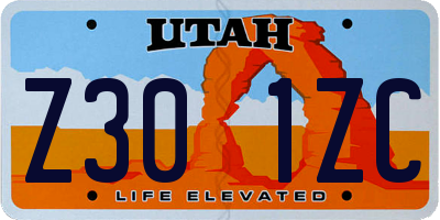UT license plate Z301ZC