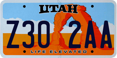 UT license plate Z302AA