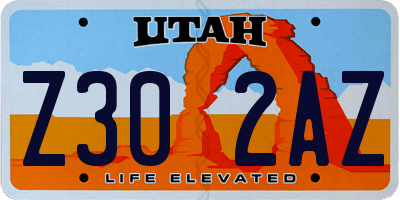 UT license plate Z302AZ