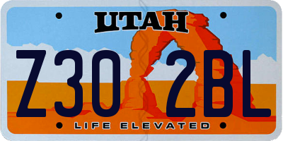 UT license plate Z302BL