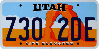 UT license plate Z302DE