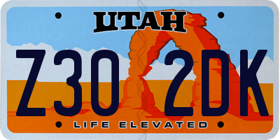 UT license plate Z302DK