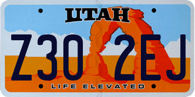 UT license plate Z302EJ