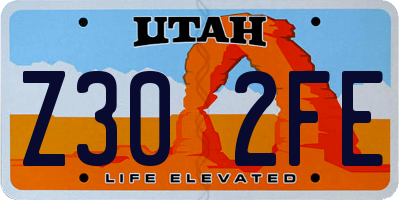 UT license plate Z302FE