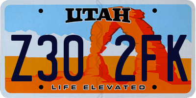 UT license plate Z302FK