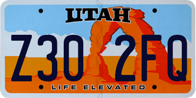 UT license plate Z302FQ