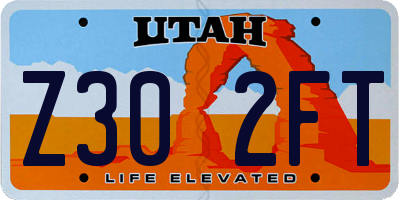 UT license plate Z302FT