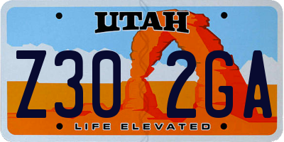 UT license plate Z302GA