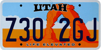 UT license plate Z302GJ