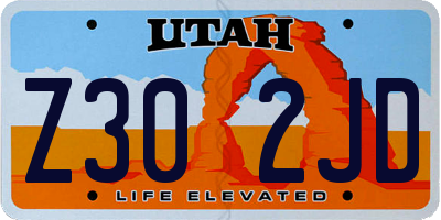 UT license plate Z302JD