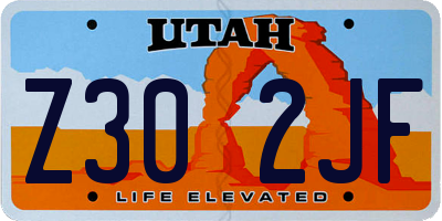 UT license plate Z302JF