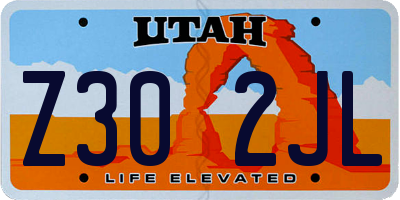 UT license plate Z302JL