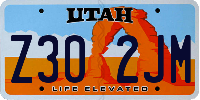 UT license plate Z302JM