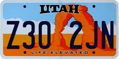 UT license plate Z302JN