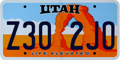 UT license plate Z302JO