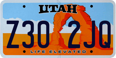 UT license plate Z302JQ