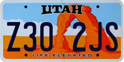 UT license plate Z302JS