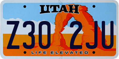 UT license plate Z302JU