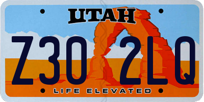 UT license plate Z302LQ