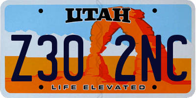 UT license plate Z302NC