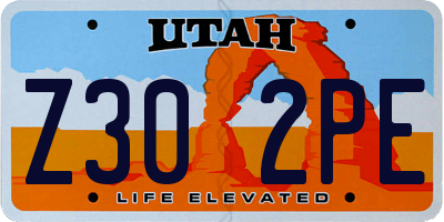 UT license plate Z302PE