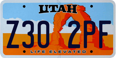 UT license plate Z302PF