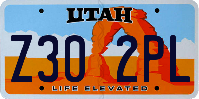 UT license plate Z302PL