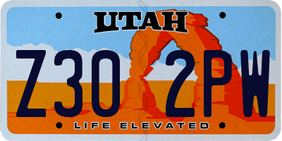 UT license plate Z302PW