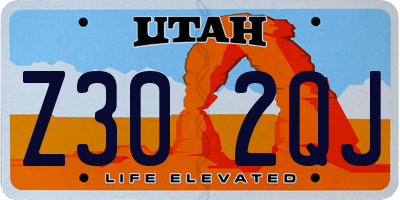 UT license plate Z302QJ
