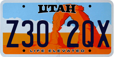 UT license plate Z302QX