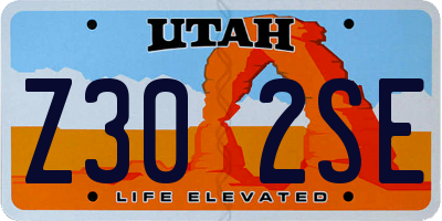 UT license plate Z302SE